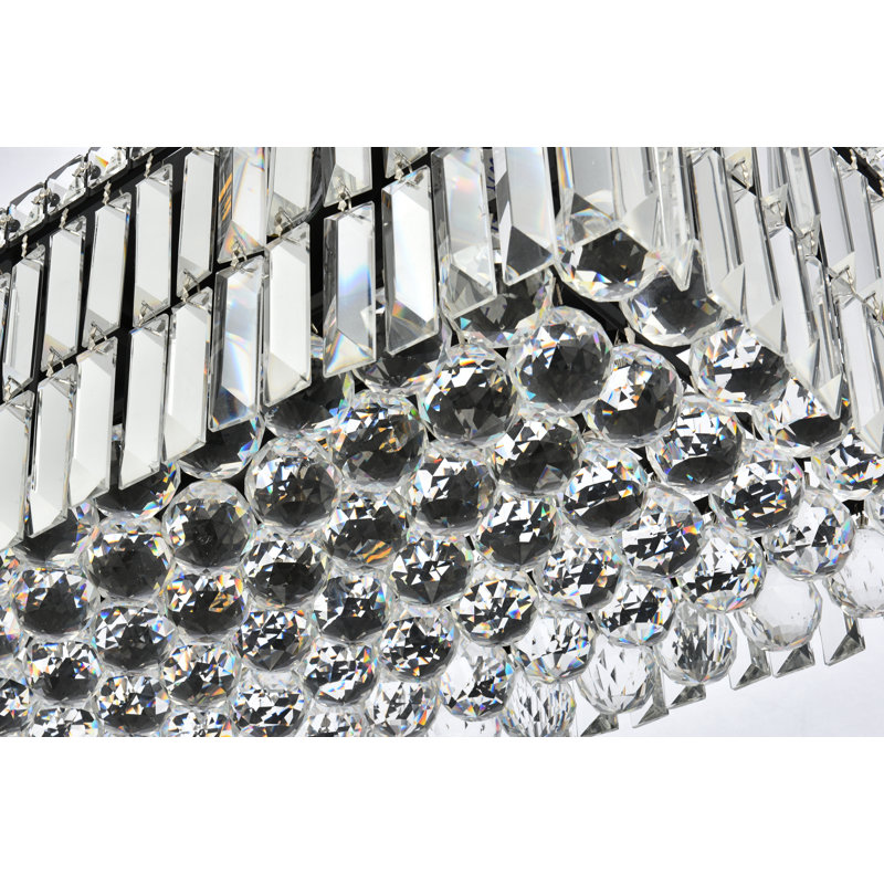 Luminaire suspendu rectangulaire à 6 lumières pour îlot de cuisine Isadora, Coupe royale, Noir