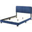 Lit double bleu marine - H 48 po, design contemporain, style chambre à coucher, velours, mousse, matériaux d'assemblage requis, chic