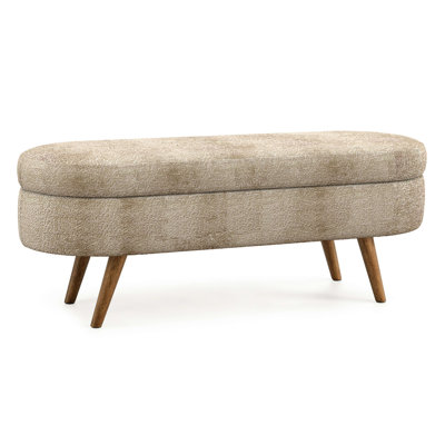 Ottoman Oval Storage Bench,Rubber Wood Legs
