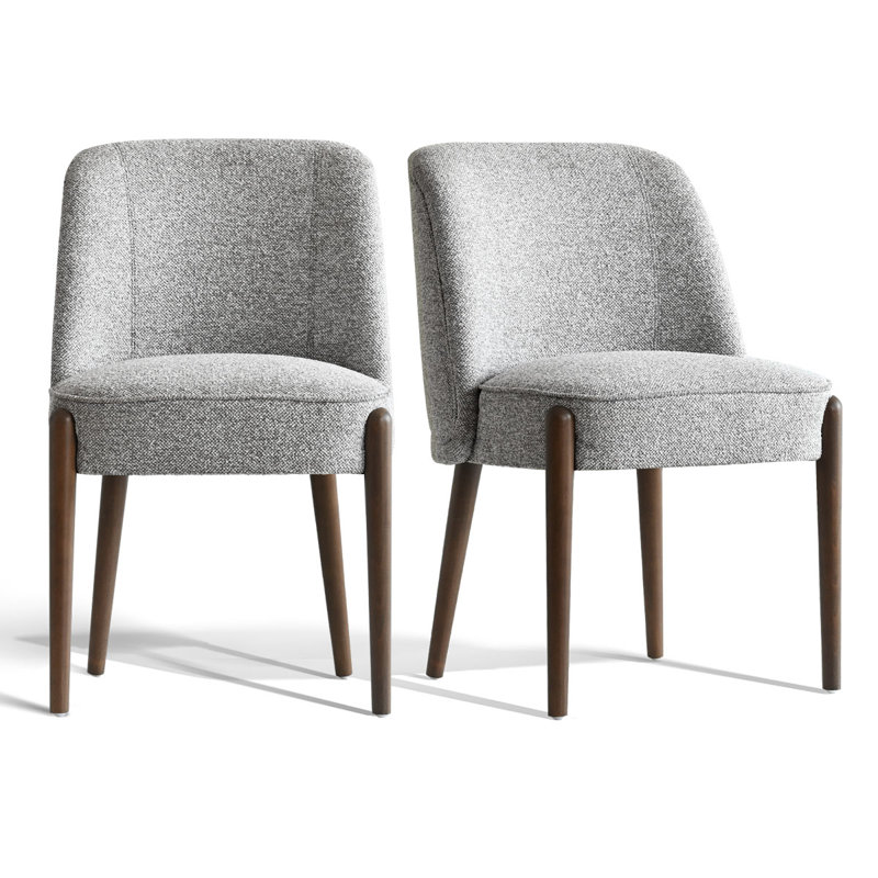 Chaise rembourrée à dossier en bois massif, Gris