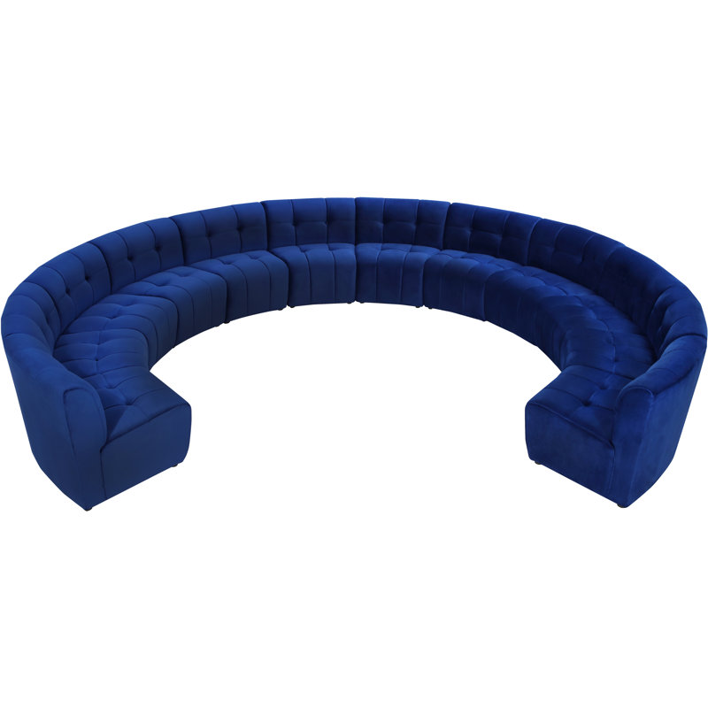 Jedson Velvet Sectional Symmetrical, Navy Velvet