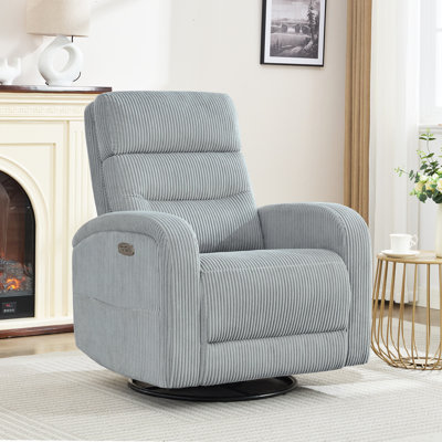 Beppino 33"W Modern Power Swivel Rocker Glider Recliner with USB and Type-C Charge