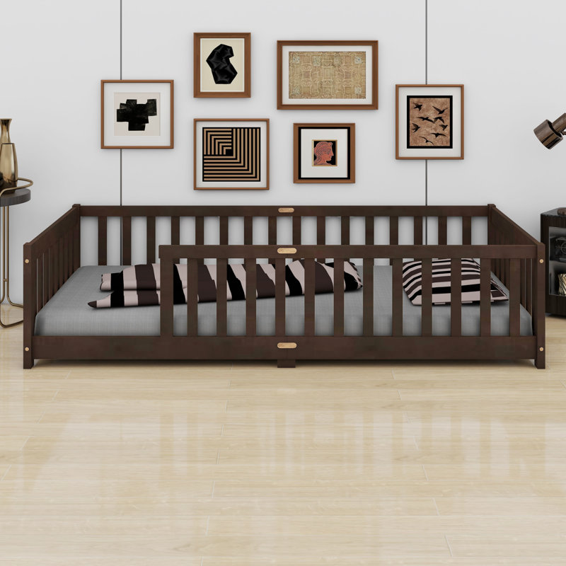 Floor Bed With Fence, Espresso
