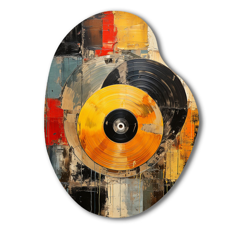 Belmont - Disque vinyle en forme de poire décoration murale irrégulière en métal, H 30 po x l 22 po x P 1 po