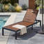 Méridiennes de patio réglables, chaise de piscine moderne en acier et bois d'acacia
