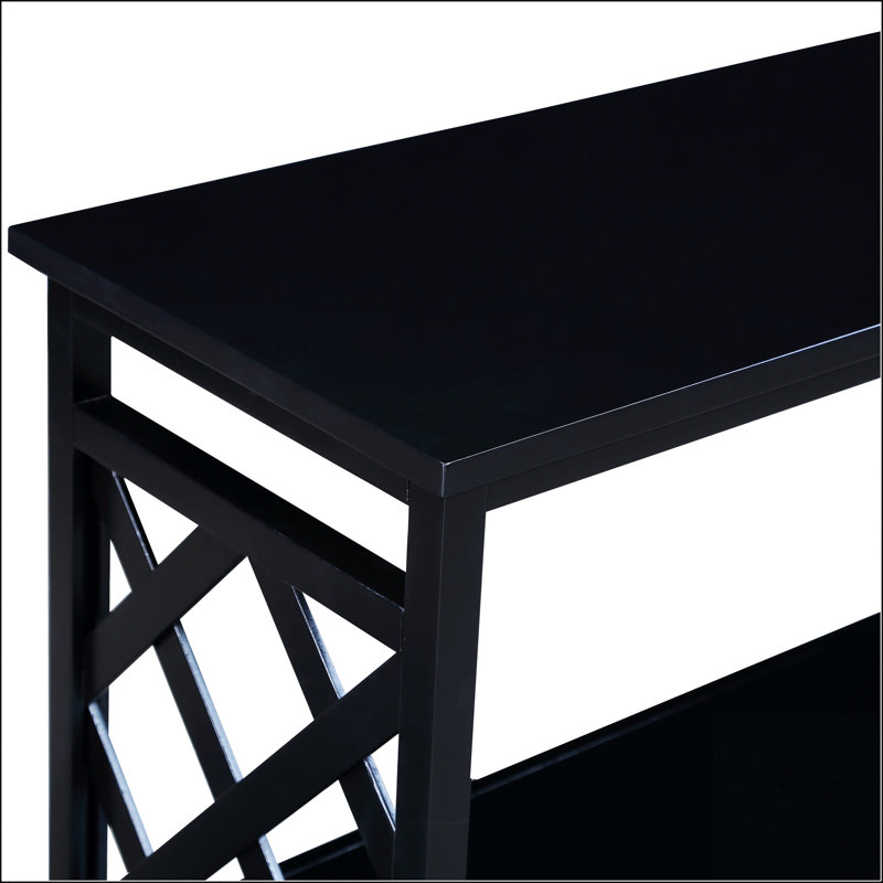 Console Table 3-Tier With Storage Shelves, Black