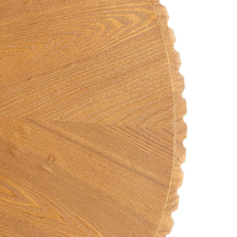 Table basse ronde 35,4 po, H 13,77 po x L 35,4 po x l 35,4 po, Plateau naturel / base brune
