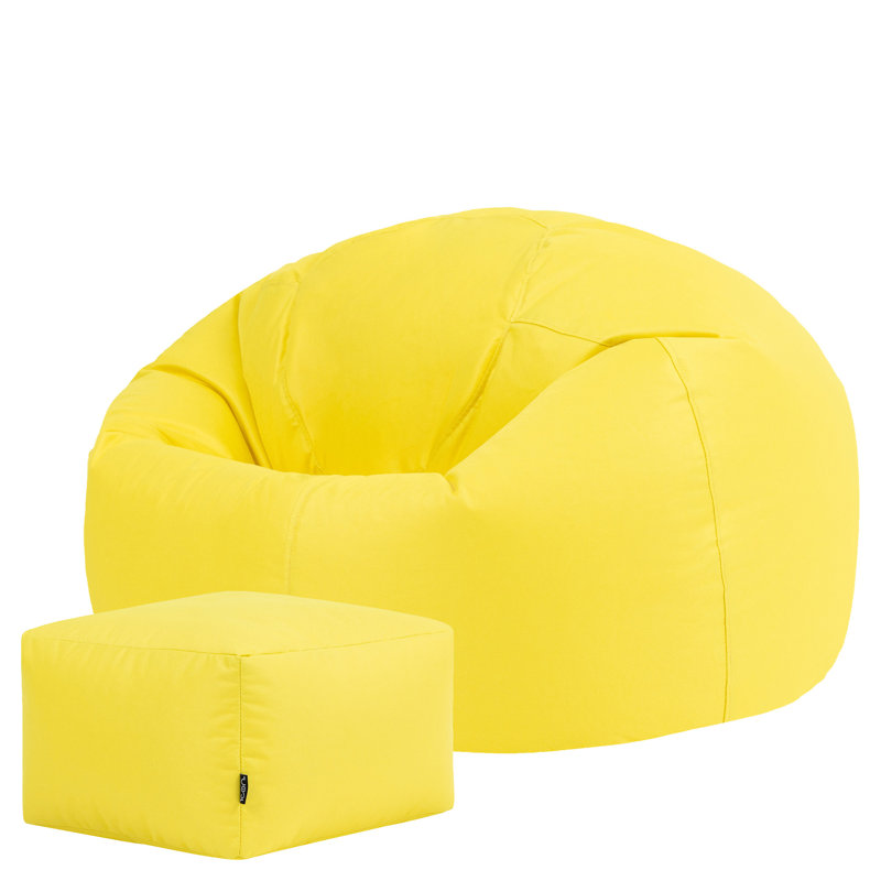 icon Adult Classic Beanbag Outdoor Waterproof Bean bags Ready Filled - Black, 50cm H x 85cm W x 85cm D, Yellow