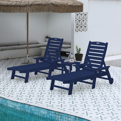 Chaise longue avec table d'appoint, ensemble de 3 chaises longues surdimensionnées
