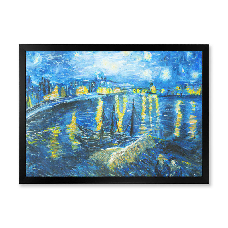 Van Gogh Style - peinture sur toile, Cadre d'angle fermé noir, H 8 po x l 12 po x P 1 po