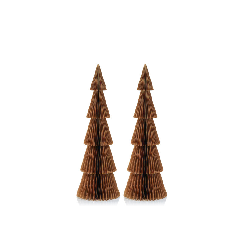 24" Paper Decorative Verbier Trees, Set of 2, Gold