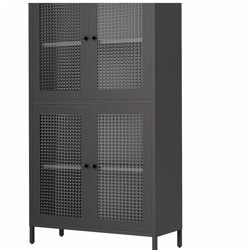 Armoire de rangement classique en métal avec 4 portes en verre et 4 tablettes