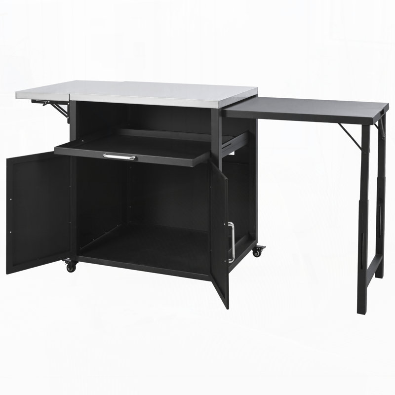 Armoire d'extérieur polyvalente avec surfaces de travail pliables et extensibles