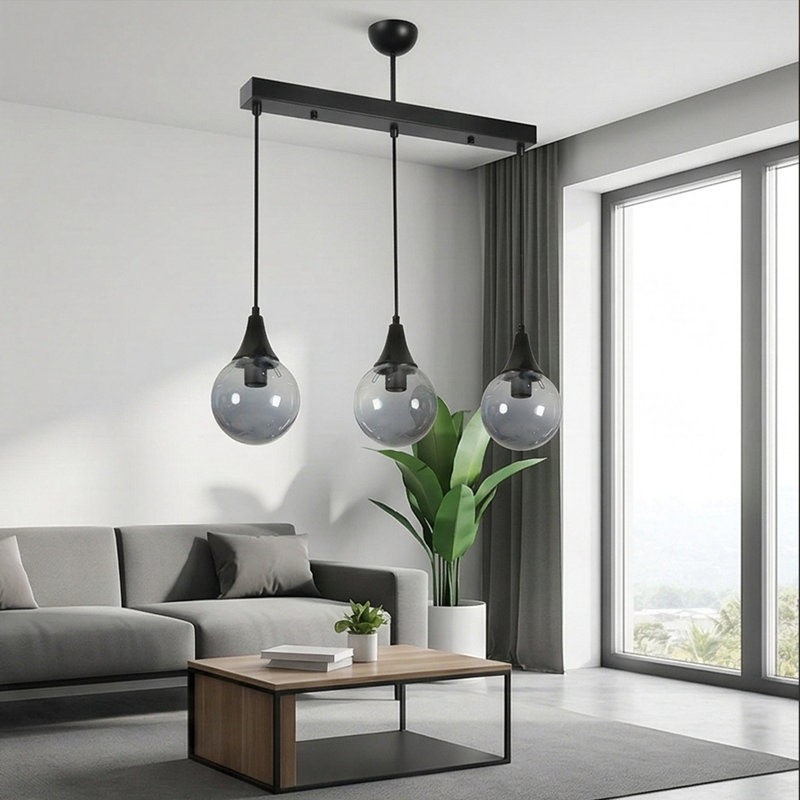 Luminaire suspendu linéaire à hauteur réglable Trio, Fumée