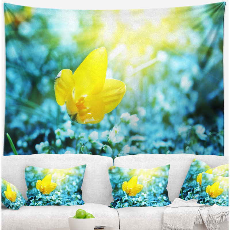 Tapisserie fleur florale à ressorts magnifiques, H 68 po x l 80 po