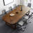 Large Brown Solid Wood Conference Table, Rectangular Seminar Desk-1796571318