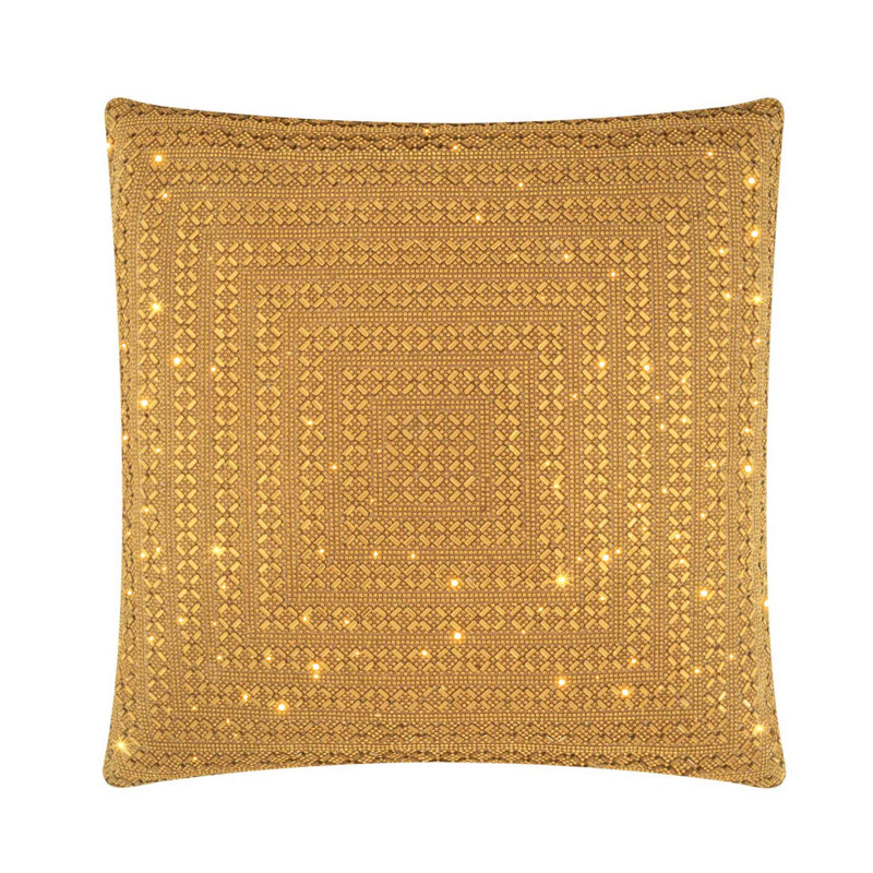 Sparkles Home Madison Avenue Throw Pillow | Rhinestone Crisscross X-Pattern & Velvet Backing , 16" x 16", Gold