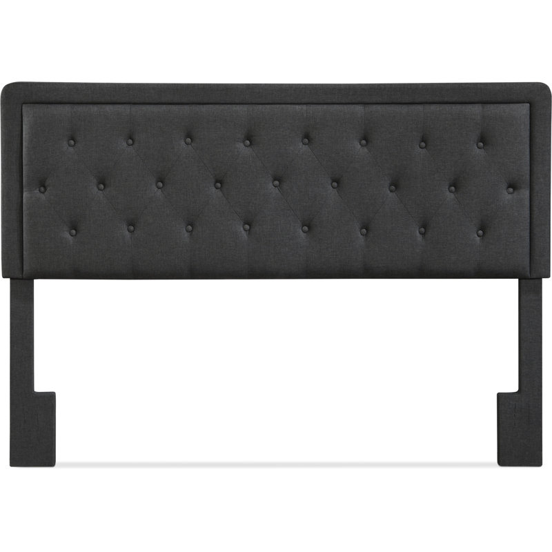 Tête de lit capitonnée Amery Elle Décor, Gris charbon, Très grand