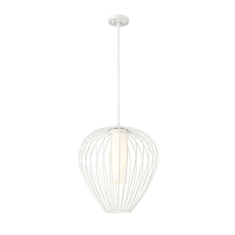 Luminaire suspendu 1 lumière Burakcan, Blanc texturé, H 100,5 po x l 18 po x P 18 po