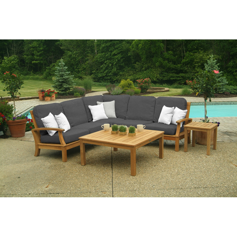 Monterey Teak Outdoor Sectional Corner Chair, Cast Charcoal Sunbrella®