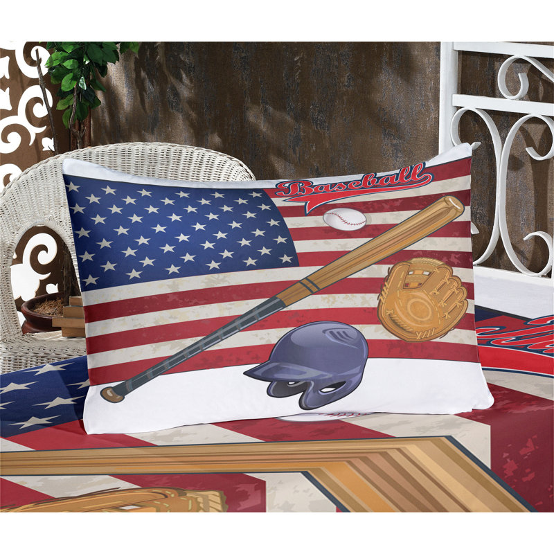 Ambesonne American Fitted Sheet & Pillow Sham Multicolor, Twin Sheet Set + 3 Additional Pieces