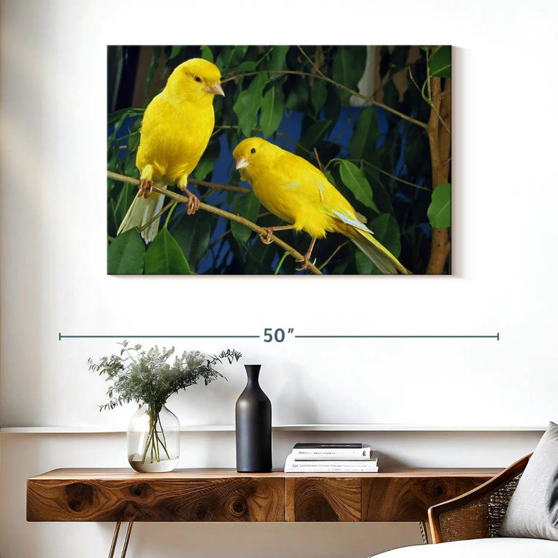 Brampt Yellow Canary Birds, 26" H x 39" W