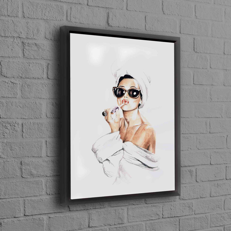 Art sur toile Audrey Hepburn, Cadre flottant noir, H 30 po x l 22 po