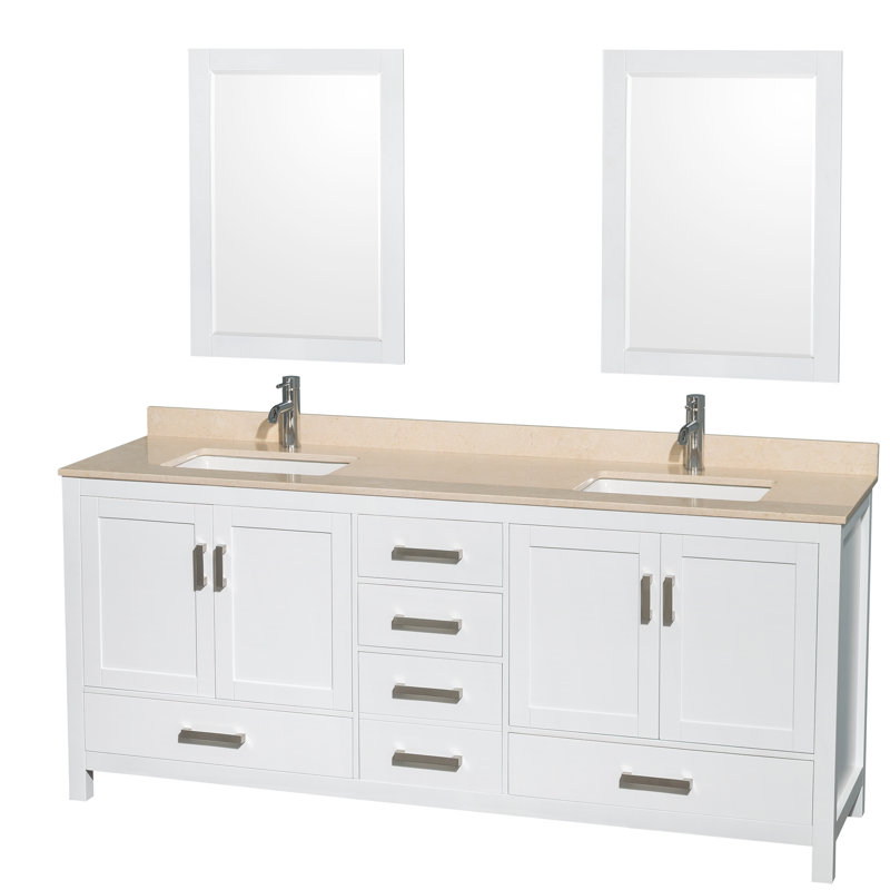 Sheffield 79" Double Bathroom Vanity Base Only, White