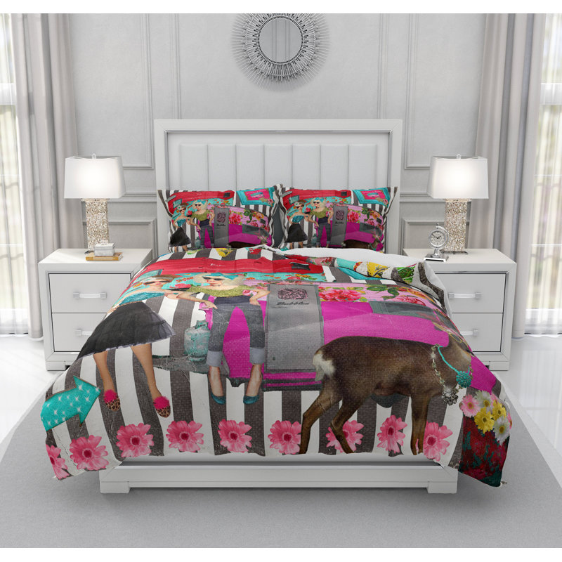  Ensemble de housse de couette pour filles Glamping, Housse de couette grand + 2 taies décoratives