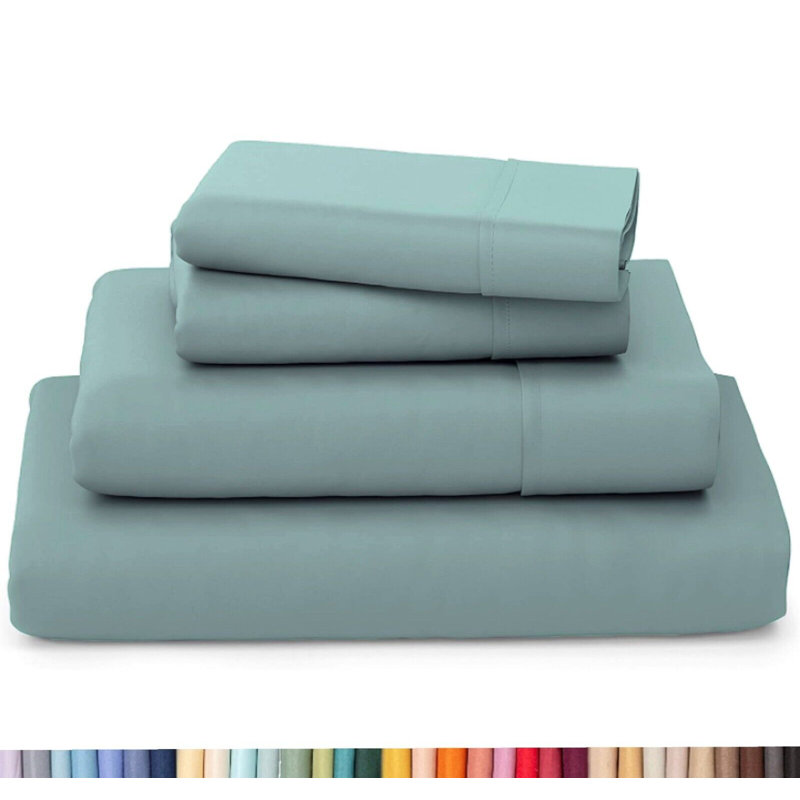 Ultra Soft Bamboo Sheet Set - 4 Pc Set - Wrinkle Resistant - Cooling Sheets with Deep Pockets, Light Teal