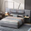 Upholstered Grey Velvet Queen Bed With Outlet & , Bedside Storage Included In Charging Ports, Outlets, And