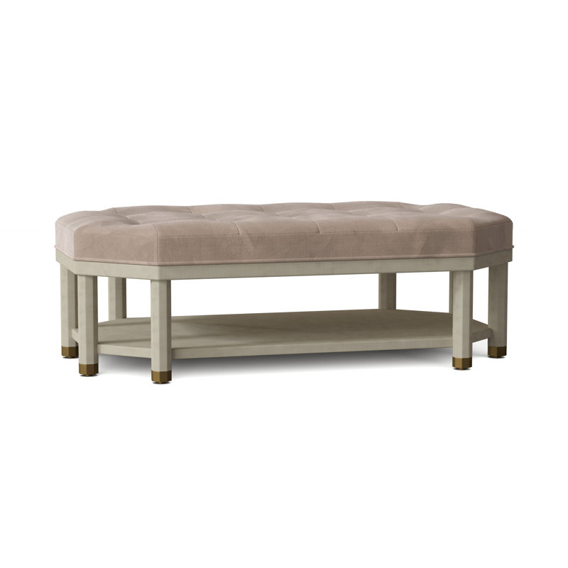 Libby Langdon 53" Wide Tufted Cocktail Ottoman with Storage, Parchment (8794 70), Walnut