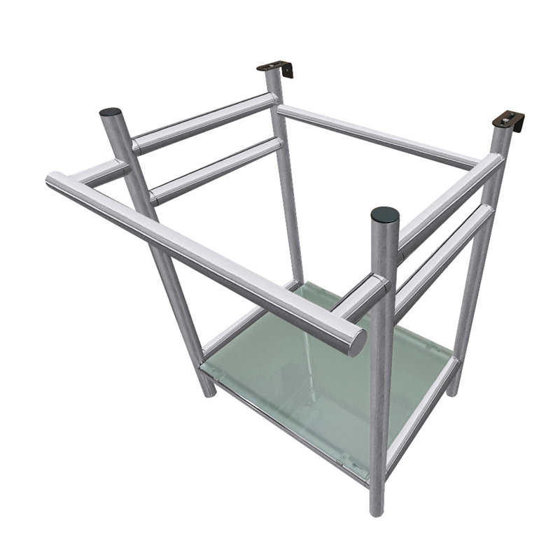 Kingston Brass Fauceture Stainless Steel Console Sink Base with Glass Shelf, Polished Chrome