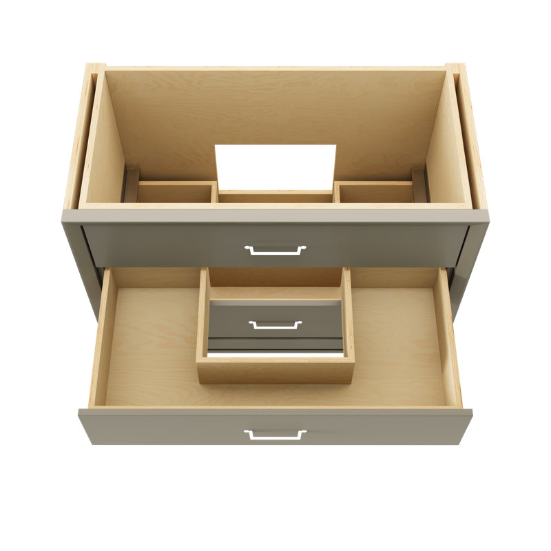 Alexandra Three-Drawer Single Bath Vanity, 42", French Olive, Satin Gold