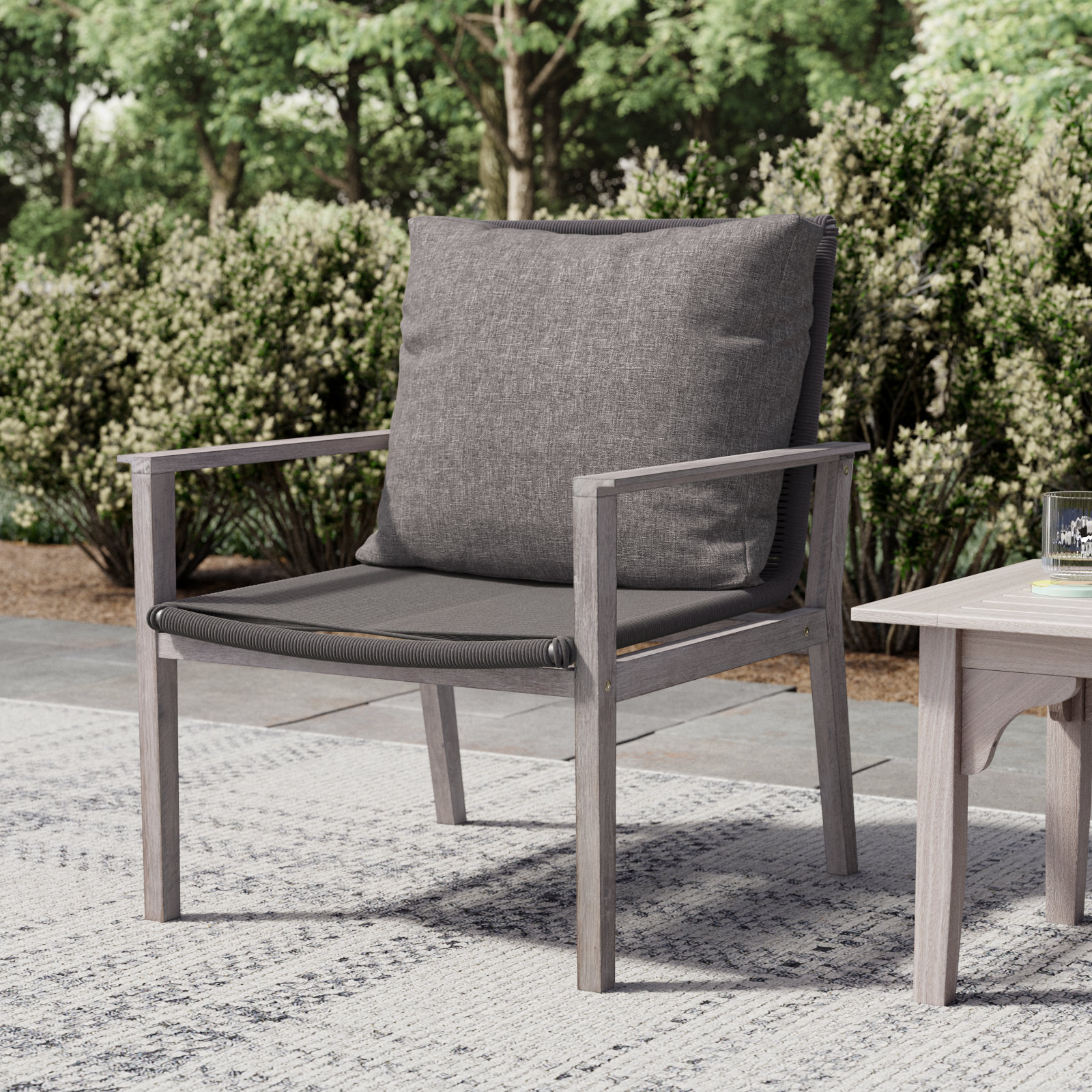 Eucalyptus Outdoor Lounge Chair, Gray