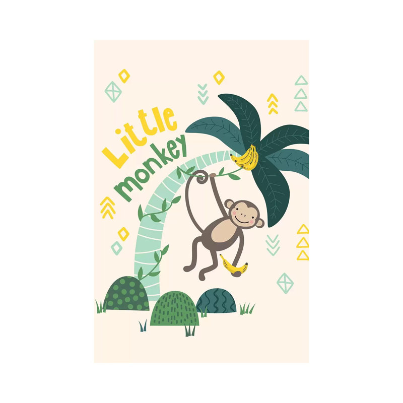 «Little Monkey II» par Caroline Alfreds - impression d'art graphique, H 40 po x l 26 po x P 1,5 po, Toile tendue