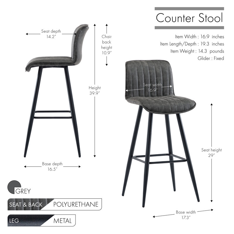 Tabouret de bar 29 po Dracut, gris