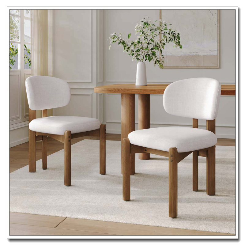 Chaises de salle à manger rembourrées Mid-Century, Noyer
