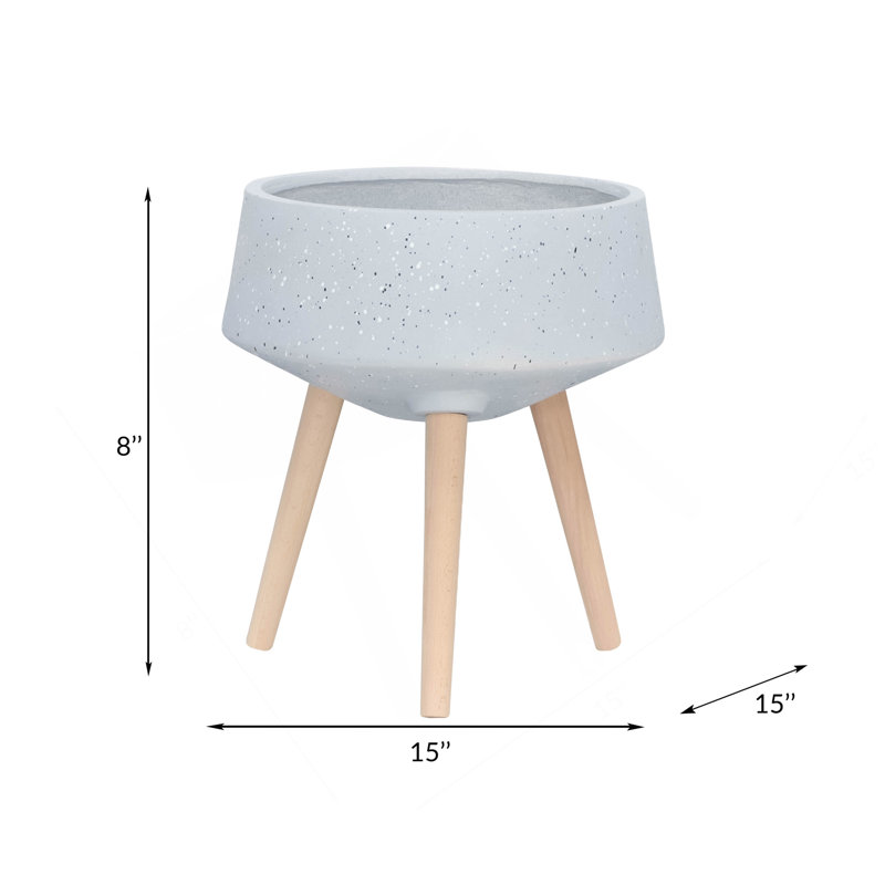 S / 2 DÉCORSEUR DE PIERREZZO 11/15 "AVEC PIEDS EN BOIS, GRIS