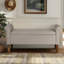 Banc de rangement entièrement rembourré, roulé, coussin de siège rembourré de mousse, couvercle rabattable, structure en bois massif et contreplaqué, espace de pieds en noyer moyen, siège