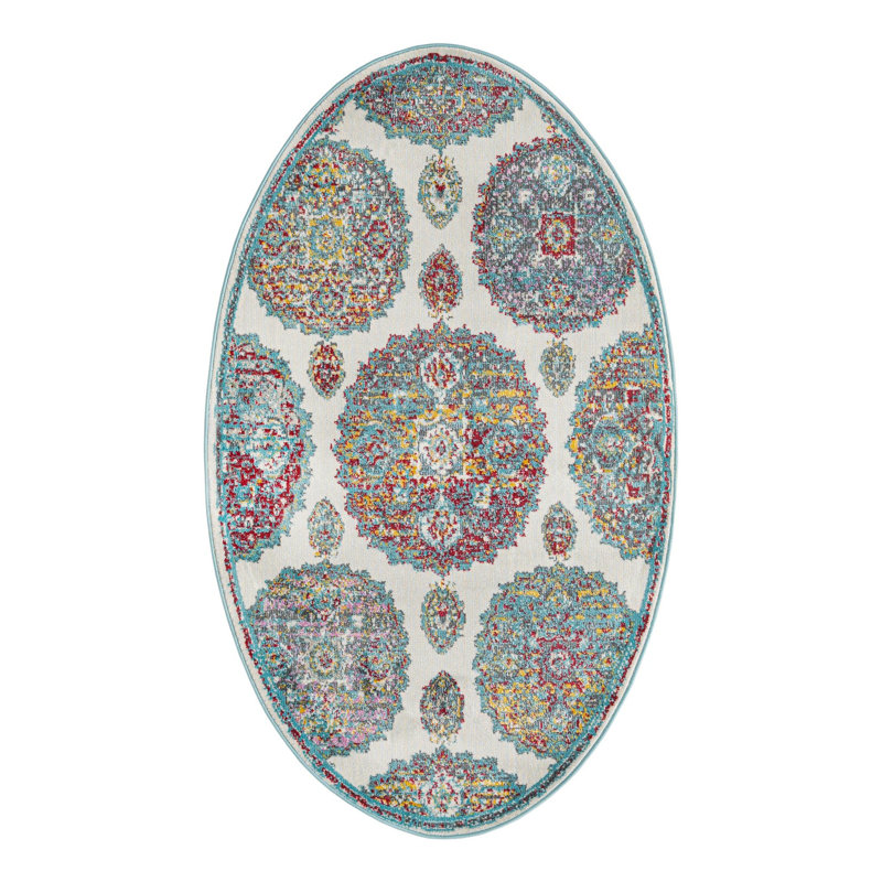 Haefner Floral Indoor Rug, Oval 3'3" x 5'3"