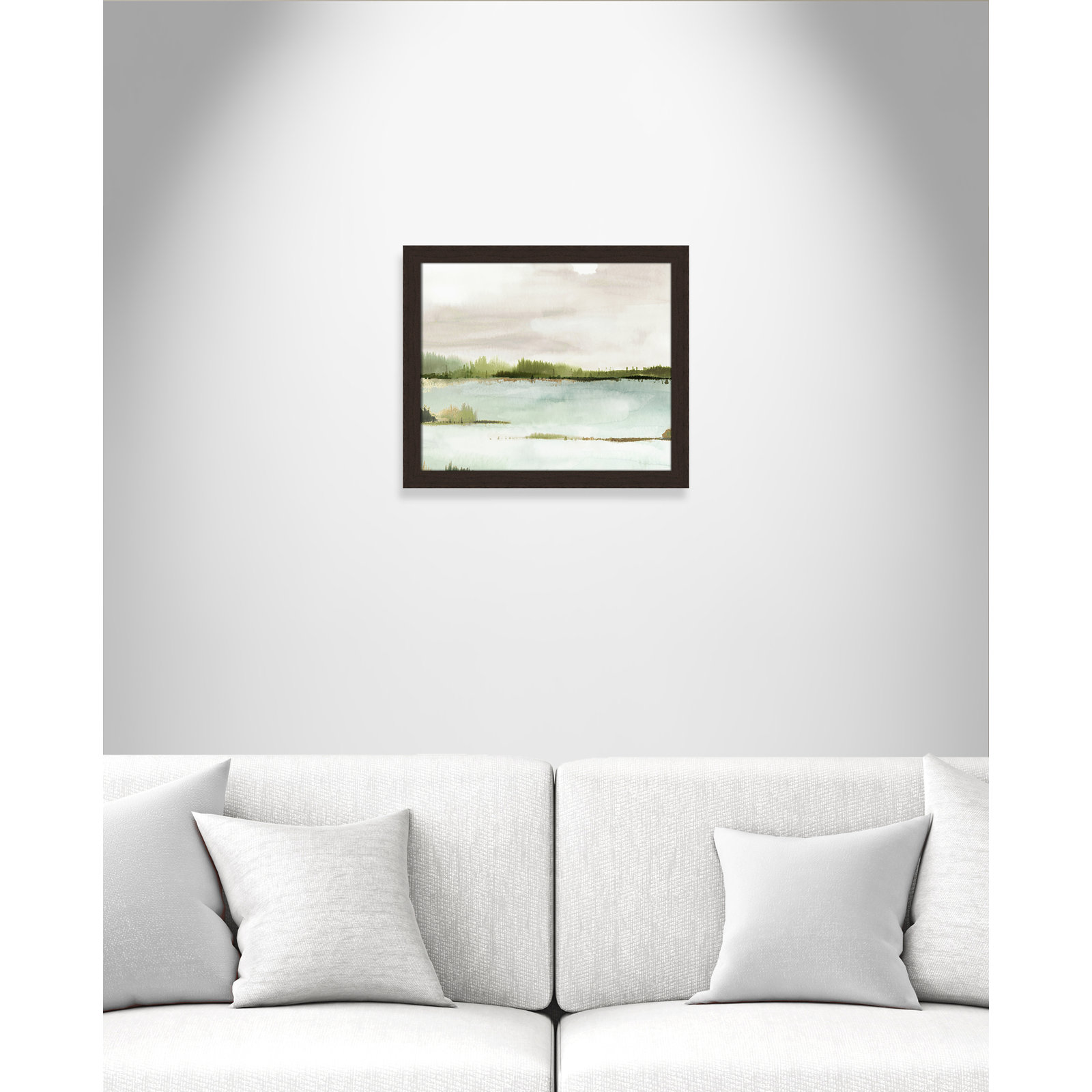 Adamsville "Silent Lake" Painting, 17" H x 20" W x 1.12" D, Walnut Framed