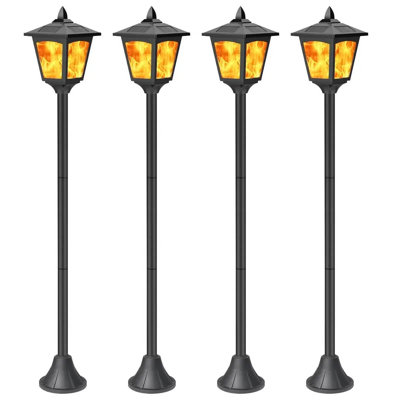 Lampadaire solaire à flamme avec effet de scintillement 3D, éclairage extérieur de 40 po pour patio, jardin, allée et cour - paquet de 4