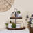 Rustic Farmhouse Wooden Brown 2 Tiered Tray with Metal Handle and Distressed Bead Garland