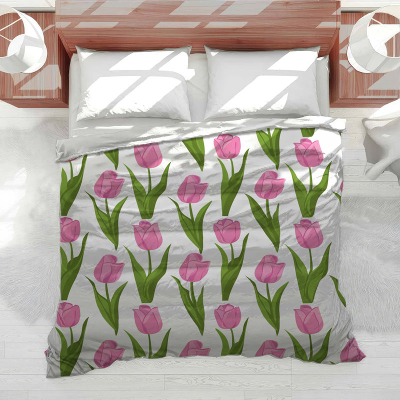 Édredon floral à motif tulipe et literie scandinave, Édredon simple