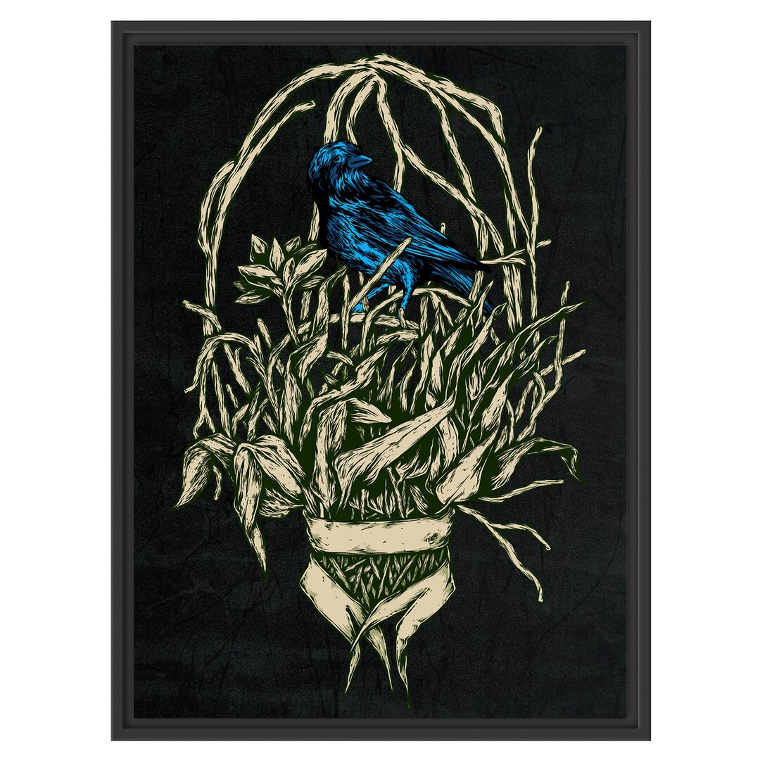 Gerahmtes Wandbild Blue Bird black