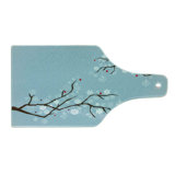 Ambesonne Snowy Trees Tempered Glass Cutting Board Snowflakes on Branches Blue Grey Dark Cocoa