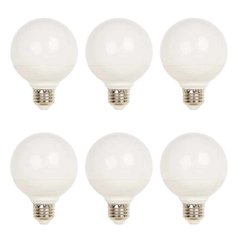 Ampoule à DEL à intensité variable de 6 W (équivalent à 75 W) blanc brillant G25, base moyenne, paquet de 6