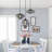 3 Light Dimmable Matte Black Glass Chandelier