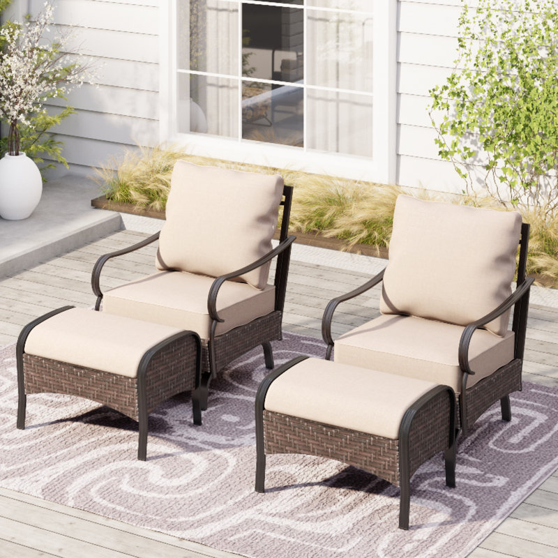 Chaise berçante avec coussins et repose-pieds Salem